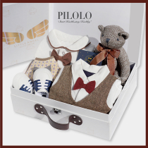 Newborn baby spring and autumn suit new foreign style cotton baby clothes Baby Full Moon year old net red baby gift box