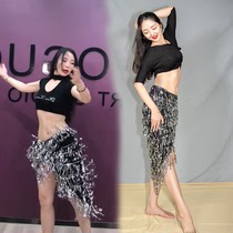 Belly dance practice uniforms waist chain hip scarf wrap skirt sequins Sago heavy industry to inspire performance