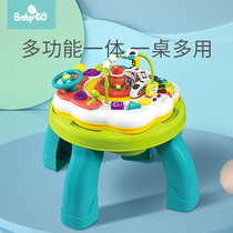 babygo childrens multi-function game table 1-2-3 years old boys and girls early education learning table puzzle Enlightenment toy table