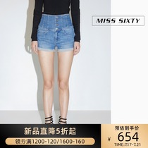 Miss Sixty2021 spring and summer new denim shorts womens four-button ultra-high waist crimped slim-fit hot pants