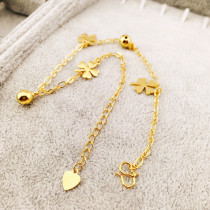 Gold-plated imitation gold anklet female Korean fashion four-leaf grass sand gold anklet Bell spring imitation gold jewelry