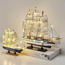 Sailing boat model smooth sailing ornaments wooden boat solid wood living room wine cabinet TV cabinet home decorations birthday gift