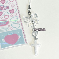 Japanese and Korean girl sweet ins transparent bow cross star mobile phone chain cute bag pendant versatile Y2K