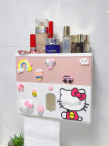 Creative cartoon non-perforated wall-mounted roll paper tissue box paper pumping box bathroom wall-mounted wall-mounted kitchen storage rack