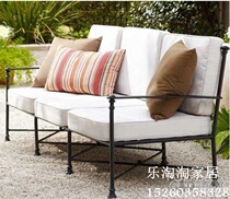 European Wrought iron sofa and chair Balcony sofa table and chair set Garden leisure sofa and chair Outdoor soft bag sofa combination