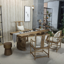 Living room tea table solid wood tea table and chair factory direct new Chinese whole board antique tea outdoor table and chair set