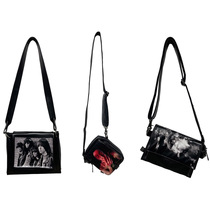 (TZ killer) 21AW dark black rock portrait with cloth printed bag men and women single shoulder 100 hitched satchel