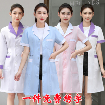 Nurse uniform short sleeve female summer Korean version of Doctors clothing slim pharmacy beauty salon family planning thin overalls white coat