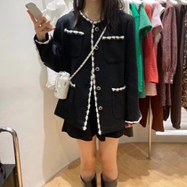South Korea East Gate Womens 2021 Autumn and Winter New Hepburn French Temperament Loose Round Collar Joker Little Fragrant Hairy Coat