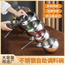 Stainless steel hot pot seasoning tank household kitchen storage bucket table cleaning tube diagonal bowl with lid KTV ashtray