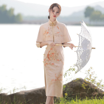 Cheongsam 2021 new autumn long sleeve high-end with shawl outside improved retro Republic of China cloak autumn and winter