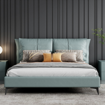 Italian light luxury leather bed modern simple 2 m x2 m big bed master bedroom widened 1 8 m rack bed 1 5 down