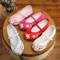 Spring Autumn Children Old Beijing Cloth Shoes Girl Embroidered Shoes National Wind Students Dance Table Performance Shoes Ancient Clothes Hanfu Shoes