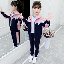 Spring New Pint Chrome Anta Goose Girl Girl Three Suits Children Girl Students Trendy Ocean Gas Sportswear Suit Tide