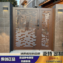 Stainless steel courtyard entrance door Country single door anti-theft carved wrought iron door villa door garden door wall door