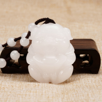 Laohetian Jade mutton White Jade seed material wealth pig Yuanbao Jade male play piece jade stone hand ornaments