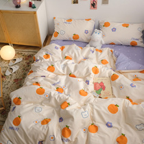 South Korea orange bear cotton four set twill cotton 1 5m1 8 meters bedding girl heart ins sheets