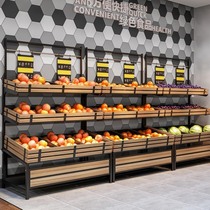 Supermarket Fruit Shelf Display Rack Steel Wood Fruit Shop Rack Zhongdao Convenience Store Vegetable Fruit and Vegetable Shelf Fruit Stall