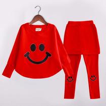 Girls Spring and Autumn Set 2021 New Tong Korean version of foreign style spring skirt pants long sleeve sports leisure two-piece set