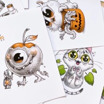 Childrens creative sketch super cute cute pet little monster art copy card 60