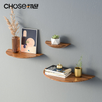 Semi-circular wall shelf curved hanging wall solid wood partition Nordic Wall living room TV background wall decoration