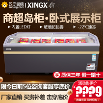 Star freezer Commercial large-capacity supermarket combination frozen products island cabinet arc refrigeration freezer horizontal display cabinet