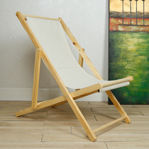 Solid wood folding recliner outdoor wooden leisure Oxford canvas beach getaway chair home portable belt escort chair