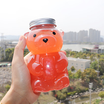 Bear Yang Zhi Ganlu Net red packaging bottle tea bottle plastic cup with lid commercial beverage disposable packaging