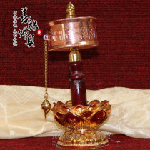 Tibetan Buddhist supplies Copper hand-turned warp wheel double bearing large size 20cm high