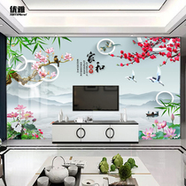 Bamboo-wood fibre integrated wall panel TV background wall panel Chinese style home and film and TV wall decoration buckle plate living room wall panel