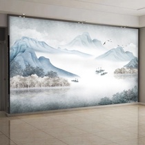 Bamboo Wood Fiber Integrated Wall Panel TV Background Wall Water Ink Landscape Film & Film Wall Decoration Buttoned Board Living Room Guard Board Quick Fit