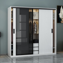 Wardrobe sliding door Simple modern economical glass sliding door sliding door Nordic bedroom small apartment overall large wardrobe