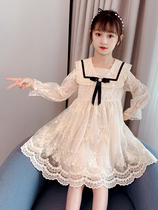 Next Long Girl Spring Dress Dress Dress 2022 New Kids Spring Ocean Gas Skirt Little Girl Princess Dress