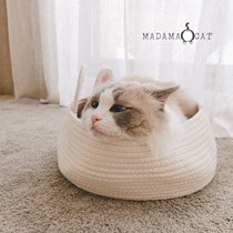 MADAMA CAT Four Seasons Style Handmade Hemp Rope Woven Breathable Soft Cat Cowl Cat Cats Love Rabbit Ears