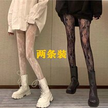 Flower Vine Lace Mesh Socks Day Series Sexy Mesh Base Conjoined Socks White Black JK Anti Hook Silk Stockings