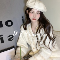 sandro asw small fragrant wind color color knit cardigan jacket female spring Korean version French design sense lazy wind top