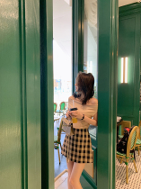 Spot momoshero skirt womens 2021 summer new high-waisted plaid sweet thin girl style A-line skirt