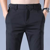 Plus velvet business pants mens casual pants autumn and winter New thick elastic slim straight tube wear suit trousers Spring