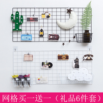 ins Net red fairy girl Wall mesh photo wall decoration iron frame wire student dormitory rental room