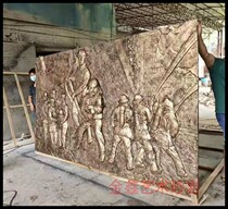 Customized sandstone glass fiber reinforced plastic copper relief fire red culture Court campus anti-war theme cultural wall sculpture