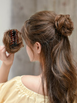 Grab clip wig meatball head Hairband grab clip flower bud lazy half meatball real hair fluffy natural curler wig bag