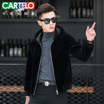 Kadile crocodile winter New Gold mink men hooded thick leather fur fur short casual mens coat tide