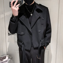 Autumn mens windbreaker slim casual solid color woolen cloth short fashion personality tide card student Joker jacket jacket