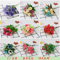 Simulation Flower Fake Flower Mini Rose Flower Silk Bouquet Plastic Bouquet Dry Flowers Furnishing Living-room Outdoor Flower Arrangement Floral Decoration