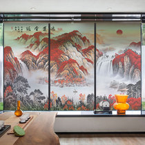 Hon Express When Head Glass Stickers Classic Chinese Painting Office Balcony push-pull sliding door and window electrostatic frosted adhesive film