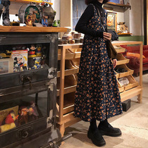 Yamamoto style ancient suit 2020 Autumn and Winter new vintage floral cover meat long knee strap dress