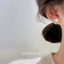 Pearl Earrings Clip Woman Without Earl High Level Sensation Small Crowdstone Beaded Pearl Silver Tints Asymmetrical Mosquito Coil Ear Clip