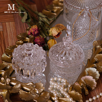 Creative sugar tank storage jar with lid European style crystal transparent glass candy jar fruit embossed glass storage jar