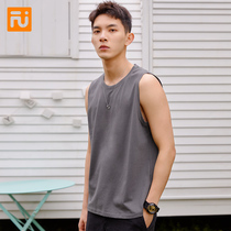 Vest mens sports pure cotton fitness sleeveless T-shirt 2021 Spring and summer thin waistband loose cotton undershirt top