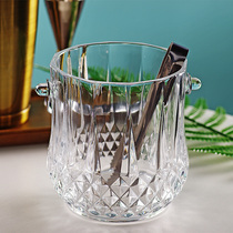 New home KTV bar commercial carved with handle to send ice clip hexagonal diamond glass large ice wine ice bucket